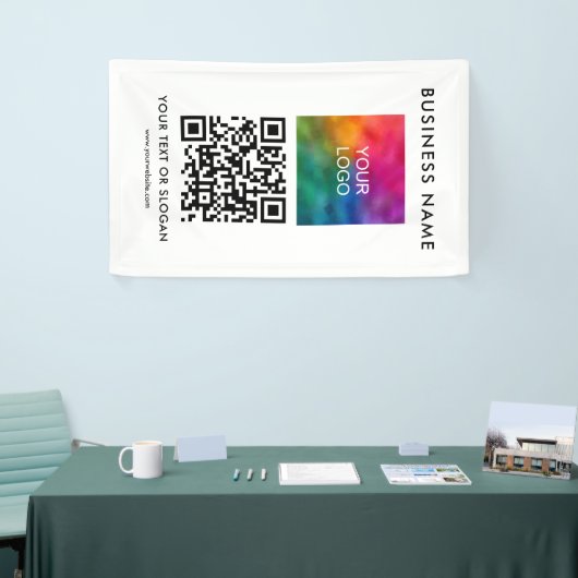 QRコードエレガントモダンビジネスロゴ（縦） 横断幕 (トレードショー)