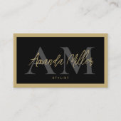 QRコードエレガントモノグラモダンムイニシャル 名刺 (正面)