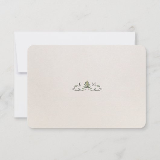 QRコードエレガント付きアールヌーボーウェディングRSVPカード 招待状 (裏面)