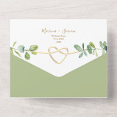 QRコードエレガント付きユーカリ結婚式招待状 オールインワン招待状 (裏面)