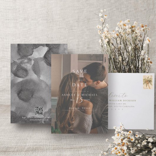 QRコードエレガント写真の結婚Webサイト セーブザデート