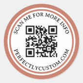 QRコードエレガント文字テラコッタブラウン縁ど ラウンドシール (正面)