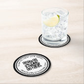 QRコードエレガント文字表示メニュー黒ダブル縁ど ラウンドペーパーコースター (インサイチュ)