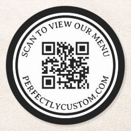 QRコードエレガント文字表示メニュー黒ダブル縁ど ラウンドペーパーコースター