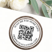 QRコードエレガント文字褐色木二重縁ど ラウンドシール