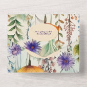 QRコードエレガント水彩野花結婚の オールインワン招待状 (裏面)