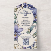 QRコードエレガント水色ブルーフローラ結婚 オールインワン招待状 (内側)