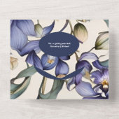 QRコードエレガント水色ブルーフローラ結婚 オールインワン招待状 (裏面)