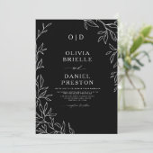 QRコードエレガント白黒モノグラ結婚ム 招待状 (スタンド正面)