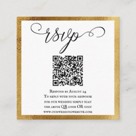 QRコードエレガント金ゴールド白黒結婚式RSVP エンクロージャーカード