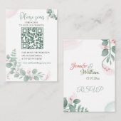 QRコードエンクロージャカード付き結婚式RSVP ノートカード (正面/裏面)