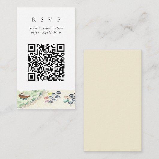 QRコードオンラインビーチポジターノウェブサイトRSVP エンクロージャーカード (正面/裏面)