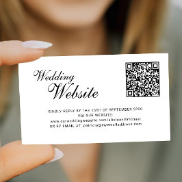 QRコードオンラインRSVPクラシックスクリプトウェブサイト結婚式 エンクロージャーカード