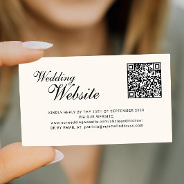 QRコードオンラインRSVPクラシックスクリプトウェブサイト結婚式 エンクロージャーカード