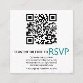QRコードオンラインRSVPモダンティール（緑がかった色）青結婚 エンクロージャーカード (正面)