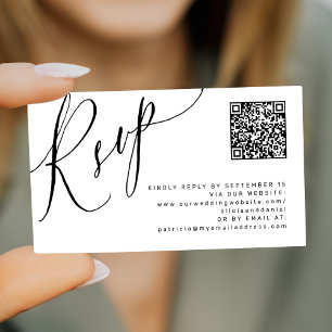 QRコードオンラインRSVP書道の結婚ウェブサイト エンクロージャーカード