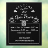 QRコードオープン時間喫茶店の看板 – 窓ガラス ウィンドウサイン (シート3)