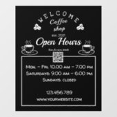 QRコードオープン時間喫茶店の看板 – 窓ガラス ウィンドウサイン (シート)