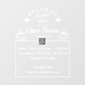 QRコードオープン時間喫茶店の看板 – 窓ガラス ウィンドウサイン (シート)