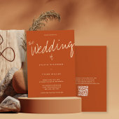 QRコードカジュアルタイポグラフィ燃えオレンジ 招待状