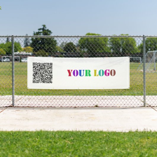 QRコードカスタムとロゴのビジネスバナーテンプレート 横断幕 (インサイチュ)