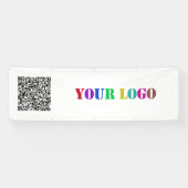 QRコードカスタムとロゴのビジネスバナーテンプレート 横断幕 (横)