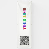 QRコードカスタムとロゴのビジネスバナーテンプレート 横断幕 (縦)