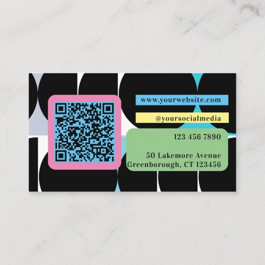 QRコードカスタムのはっきりした抽象芸術 名刺 (裏面)