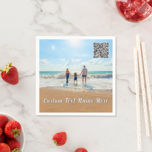 QRコードカスタムを使用した写真と文字のナプキンの スタンダードカクテルナプキン (インサイチュ)