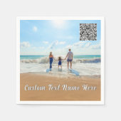 QRコードカスタムを使用した写真と文字のナプキンの スタンダードカクテルナプキン (正面)