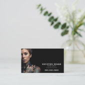 QRコードカスタムアートワークヴィンテージブラックタトゥーアーティスト 名刺 (スタンド正面)