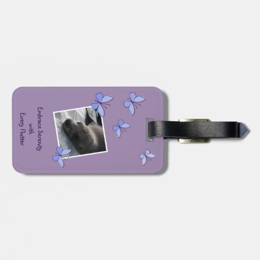 QRコードカスタムイメージブルーバタフライフラッタ ラゲッジタグ (裏面横)