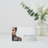 QRコードカスタムグレーのデマスクヴィンテージタトゥーアーティスト 名刺 (スタンド正面)