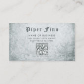 QRコードカスタムグレーのデマスクヴィンテージタトゥーアーティスト 名刺 (裏面)