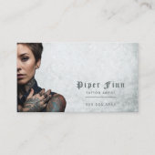 QRコードカスタムグレーのデマスクヴィンテージタトゥーアーティスト 名刺 (正面)