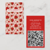 QRコードカスタムスキャン可能かわいいイチゴ垂直 名刺 (正面/裏面)