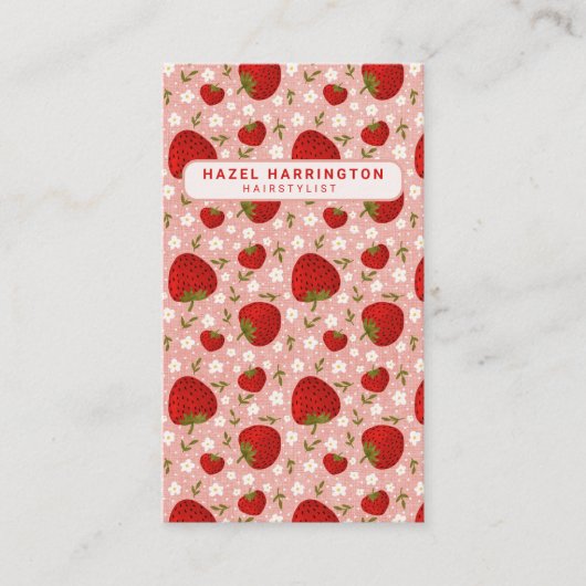 QRコードカスタムスキャン可能かわいいイチゴ垂直 名刺 (正面)