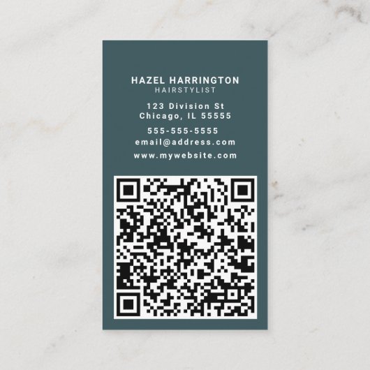 QRコードカスタムスキャン可能な木の水色垂直 名刺 (裏面)