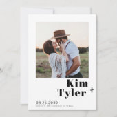 QRコードカスタムフォトモダンタイポグラフィ結婚 セーブザデート (正面)