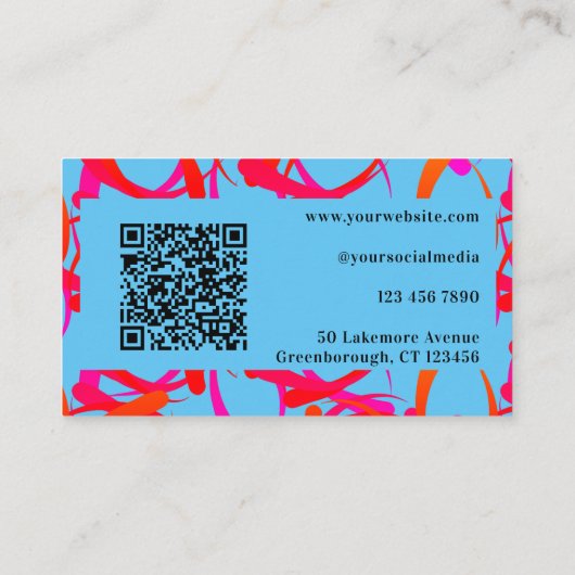 QRコードカスタムユニークカラフル抽象芸術 名刺 (裏面)
