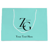 QRコードカスタムライトブルー付き可愛いビジネス用ロゴ ラージペーパーバッグ (正面)