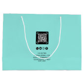 QRコードカスタムライトブルー付き可愛いビジネス用ロゴ ラージペーパーバッグ (裏面)