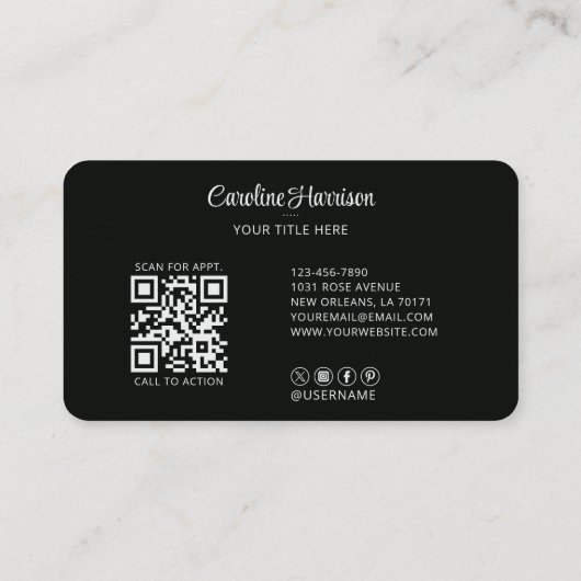 QRコードカスタムロゴウェブサイトソーシャルメディア 名刺 (裏面)