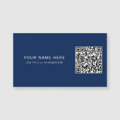 QRコードカスタム付きタイトルネイビーマグネットカード (正面)