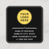 QRコードカスタム付きロゴ | 黒モダン白 スクエア名刺 (正面)