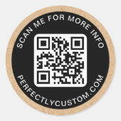 QRコードカスタム文字クラフト紙ルッ縁どクブラック ラウンドシール (正面)