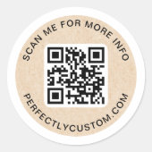 QRコードカスタム文字クラフト紙ルッ縁どク白 ラウンドシール (正面)