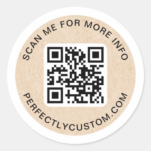 QRコードカスタム文字クラフト紙ルッ縁どク白 ラウンドシール (正面)