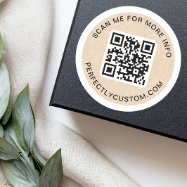 QRコードカスタム文字クラフト紙ルッ縁どク白 ラウンドシール