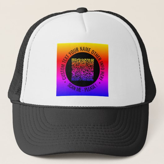 QRコードカスタム文字パーソナライズされたTrucker Hat キャップ (正面)